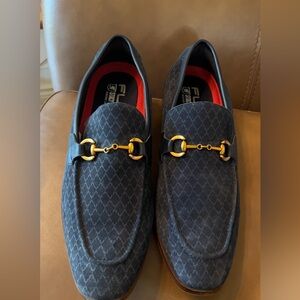 Macy’s, Stacy Adams Men's Navy Loafers with Gold Accent,fits  11-11-5 like new